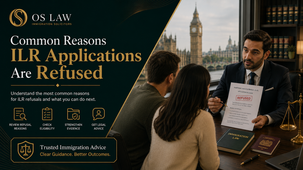 ILR refusal solicitor advising a couple about a refused Indefinite Leave to Remain application in London